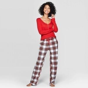 Stars Above 2 Piece Red Plaid Cozy Pajama Pant Set